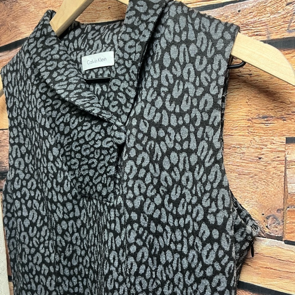 Calvin Klein Gray and Black Animal Print Sheath Dress - Picture 7 of 16